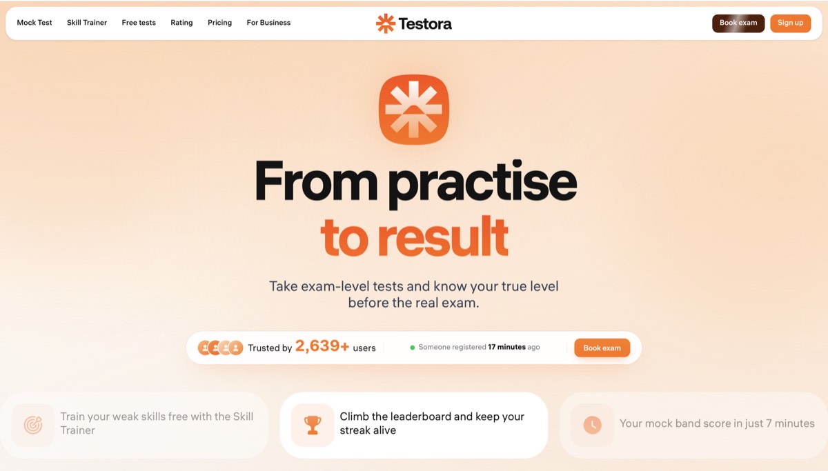 Главная страница сайта Testora